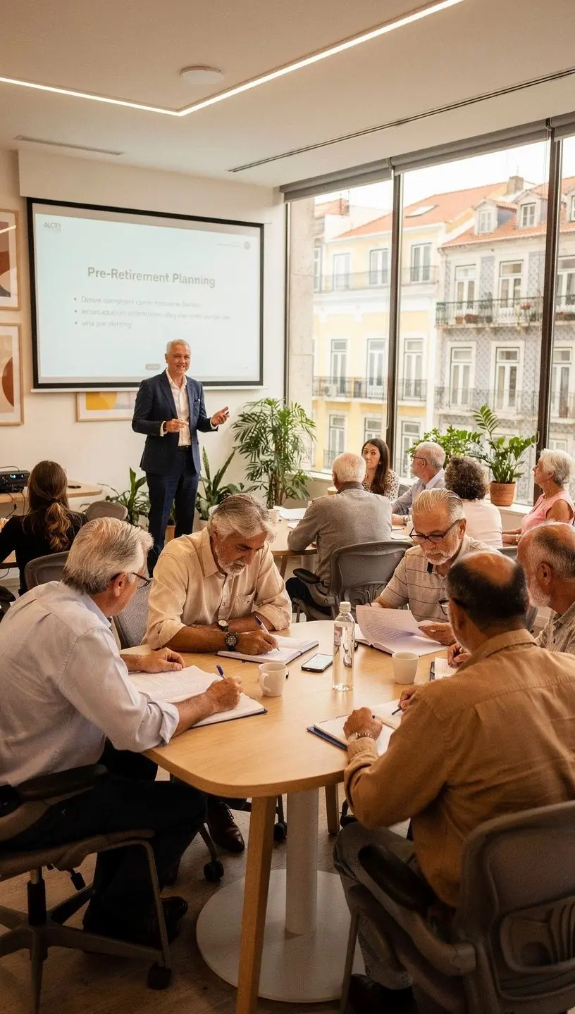 Couple dancing joyfully during retirement planning session