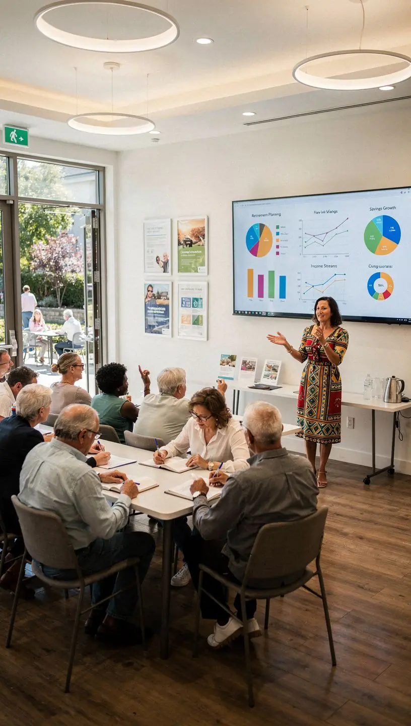 Dancers connecting at community event for pre-retirement planning